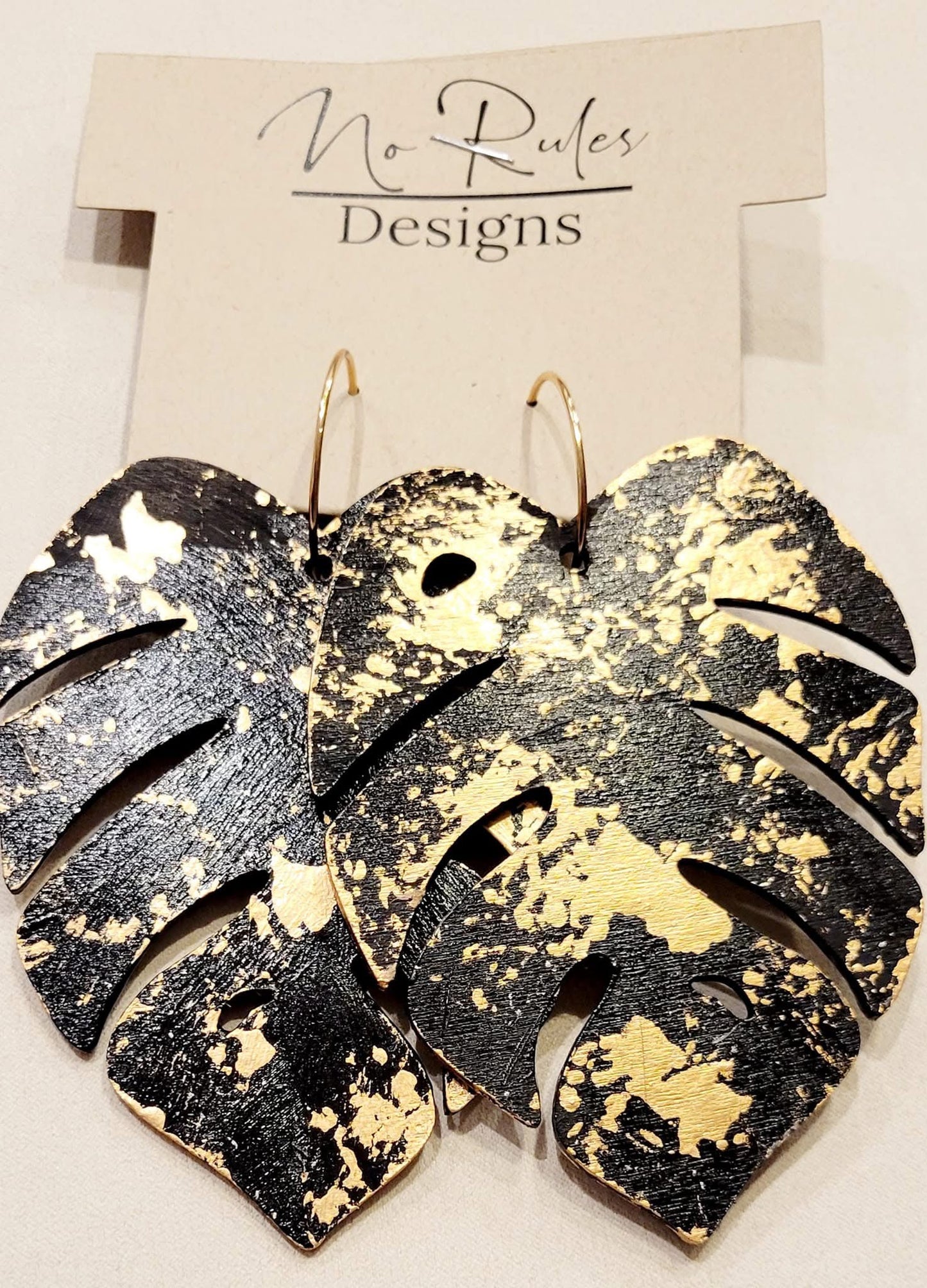 Hand-Painted Large Leaf Earrings