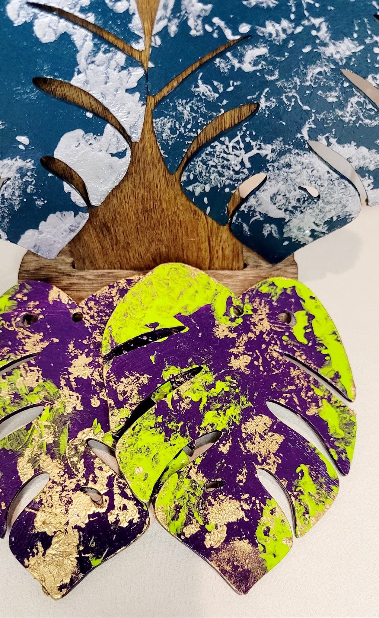 Hand-Painted Large Leaf Earrings