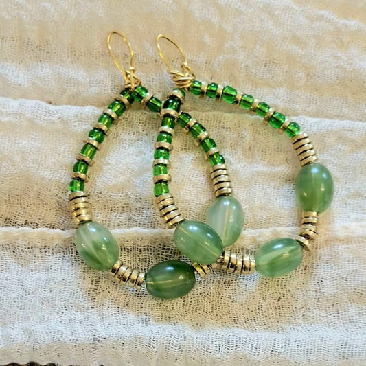 Teardrop Beaded Hoops