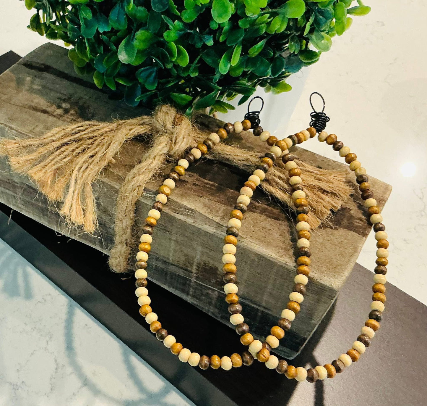 Large Teardrop Beaded Hoop