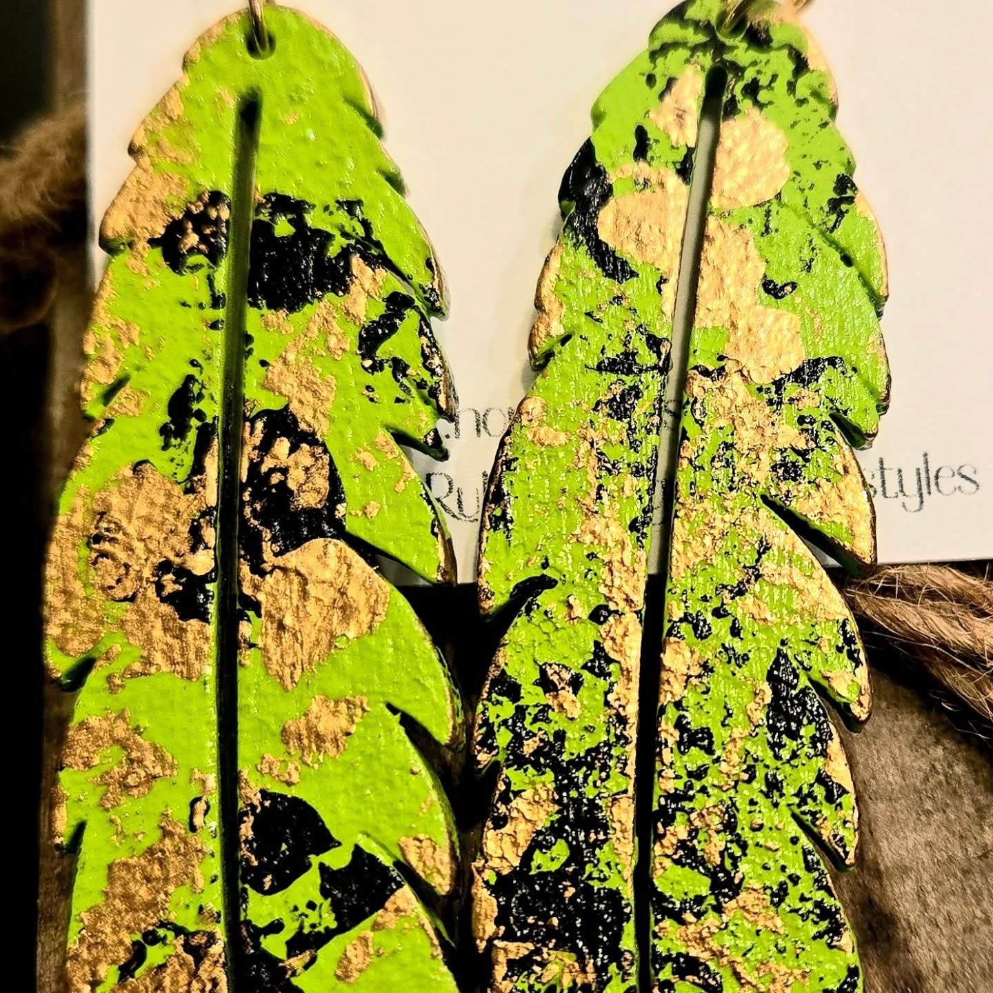 Hand-Painted Leaf Earrings